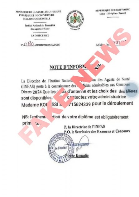 ⚠️ Alerte Fake News : Cette note d'information est un faux document